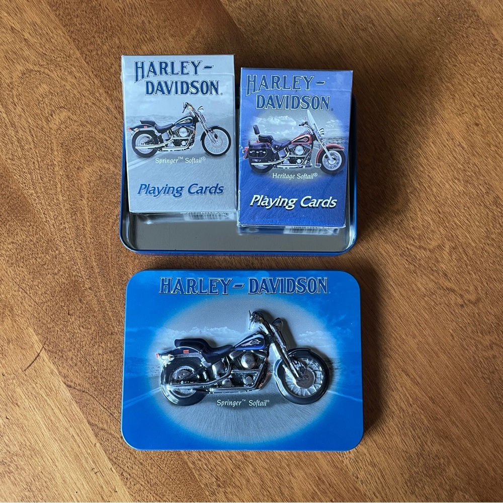 Harley-Davidson Springer Softail Tin & Playing Cards - New (2 decks of cards)